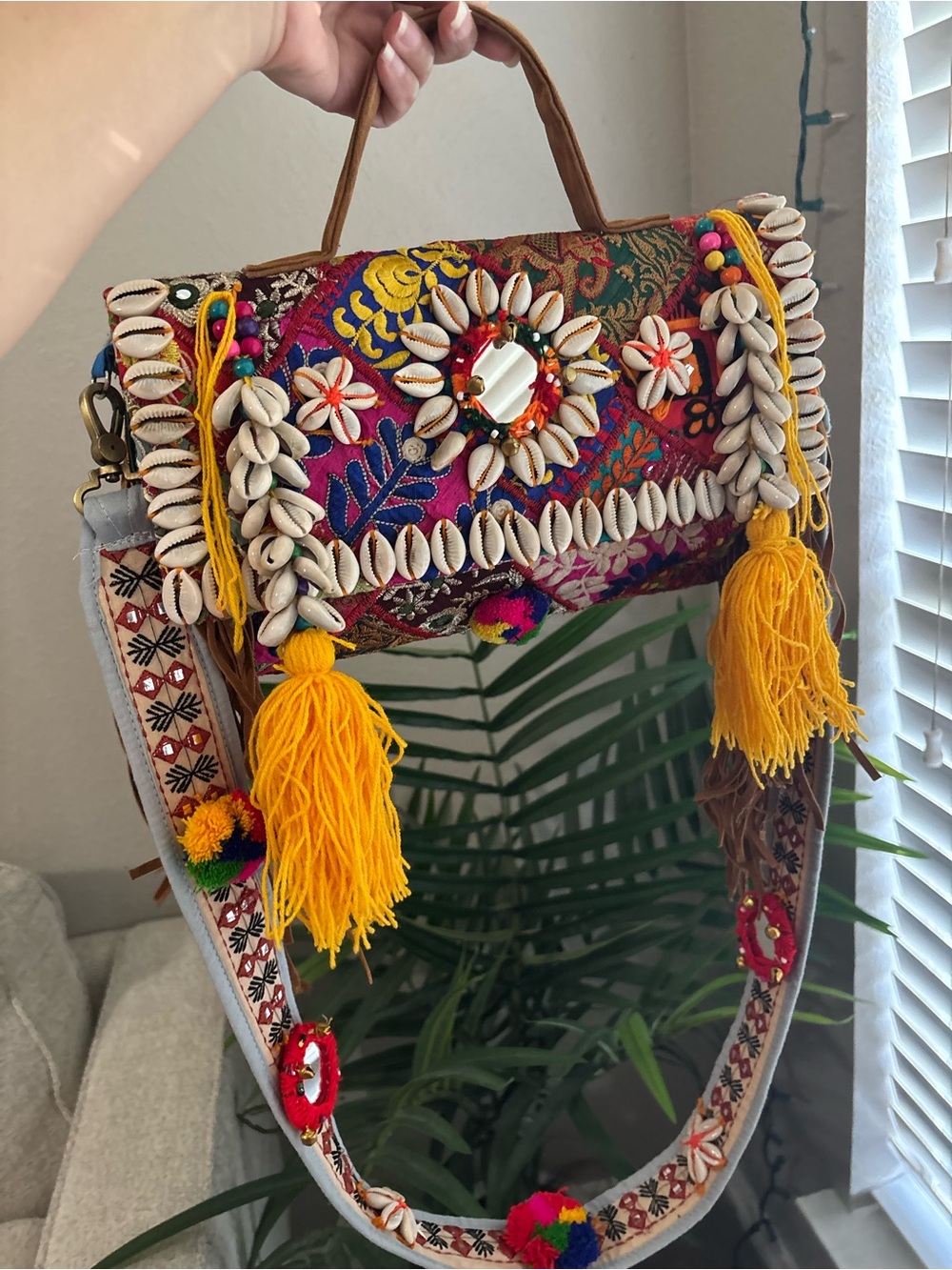 Boho Banjara Embellished Bag with shells and fringes|Sling Bag